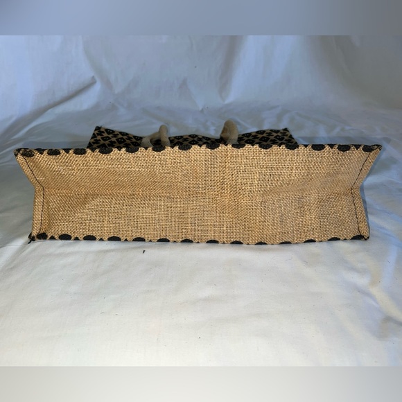 New Magnolia Home by Joanna Gaines black print burlap large tote bag - Picture 7 of 9